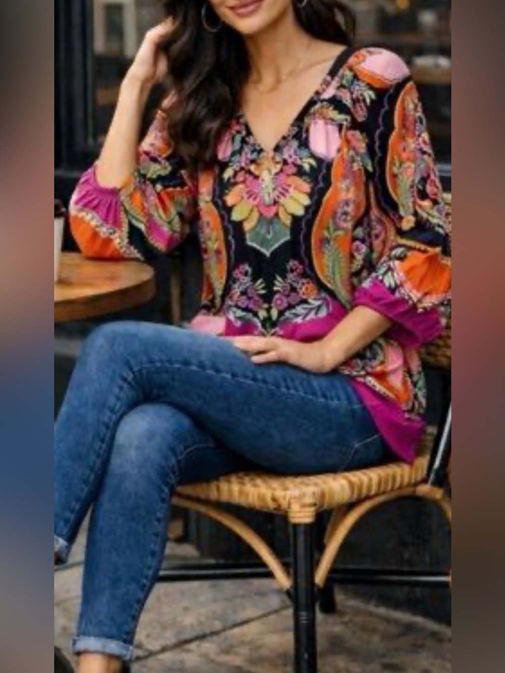 Rachel Zoe floral peasant boho blouse Size 2X